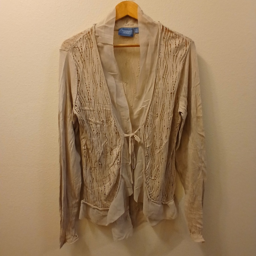 Simply Vera Wang Women's Size XL Taupe Long Sleeve Cardigan Loose Knit Sweater